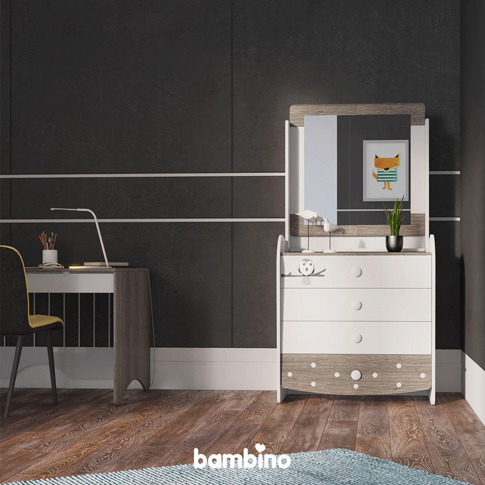 دراور چهار کشو سرویس سیسمونی و نوزاد مدل بردی birdy بامبینو bambino