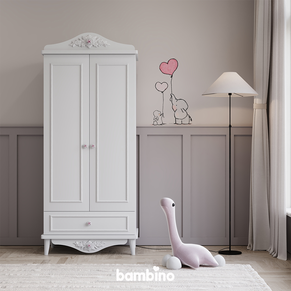کمد سیسمونی دخترانه دو درب سرویس نوزاد مدل نیو رز newrose بامبینو bambino