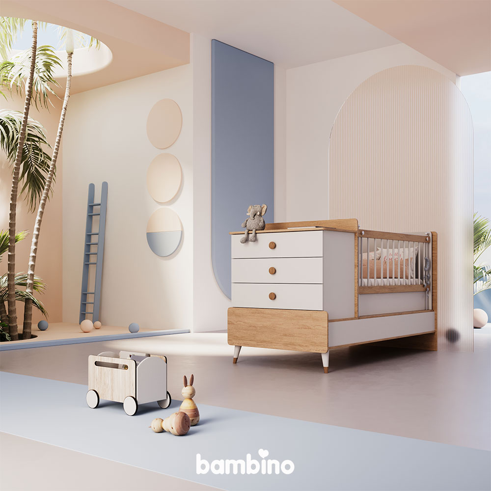 تخت چهار منظوره نوزاد سرویس سیسمونی مدل کارن karen بامبینو bambino