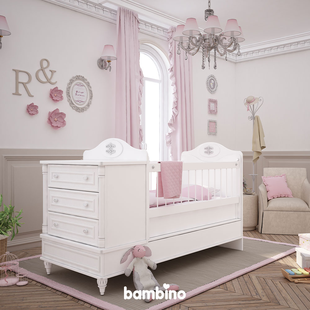 تخت نوزاد و نوجوان چهار منظوره سیسمونی نوزاد رومانتیک romantic بامبینو bambino