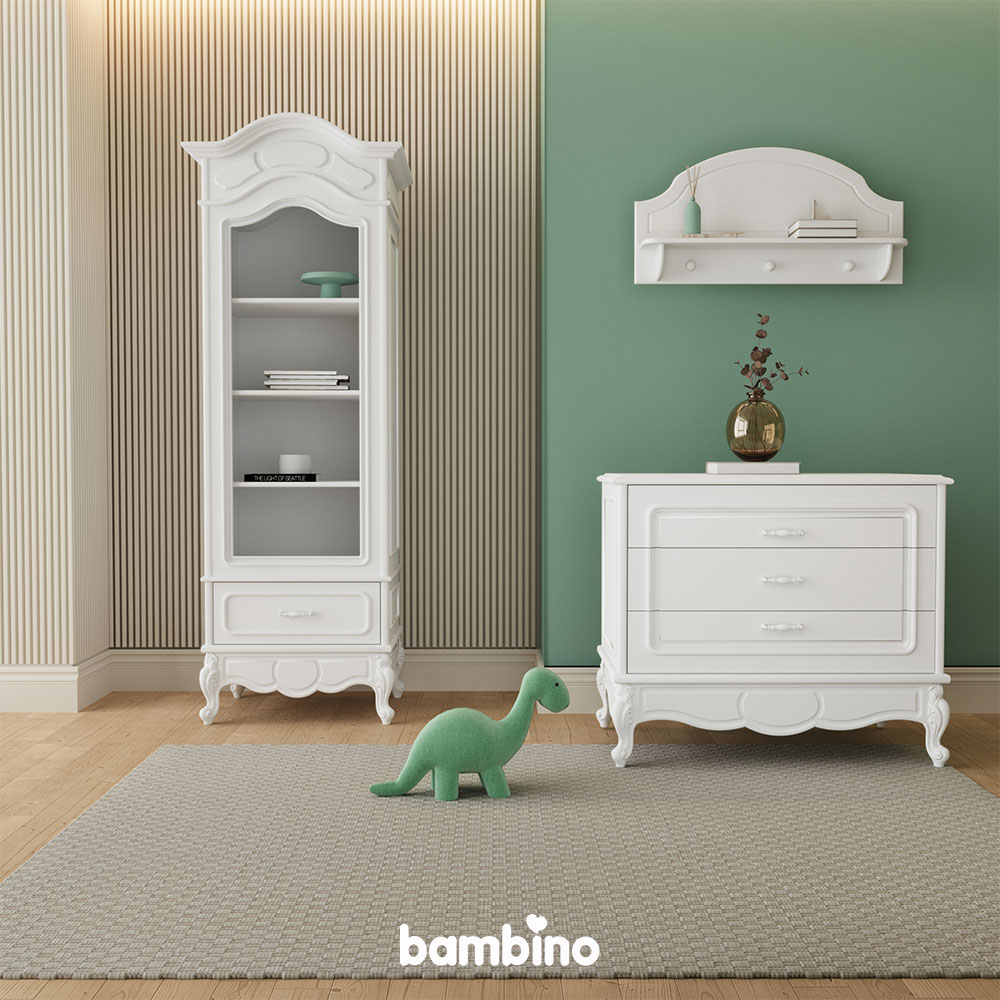 شلف دیواری  سرویس سیسمونی و نوزاد مدل رویال royal (رنگ موشی) بامبینو bambino