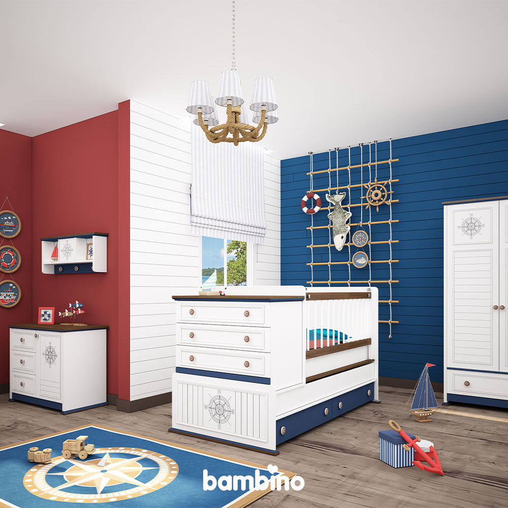 شلف دیواری پسرانه سرویس سیسمونی و نوزاد مدل کاپیتان captain بامبینو bambino