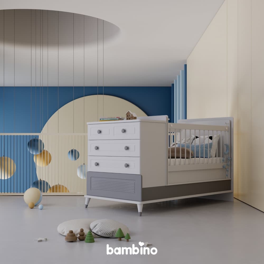 تخت نوزاد نوجوان چهارمنظوره سرویس سیسمونی و نوزاد مدل آرسین arsin بامبینو bambino