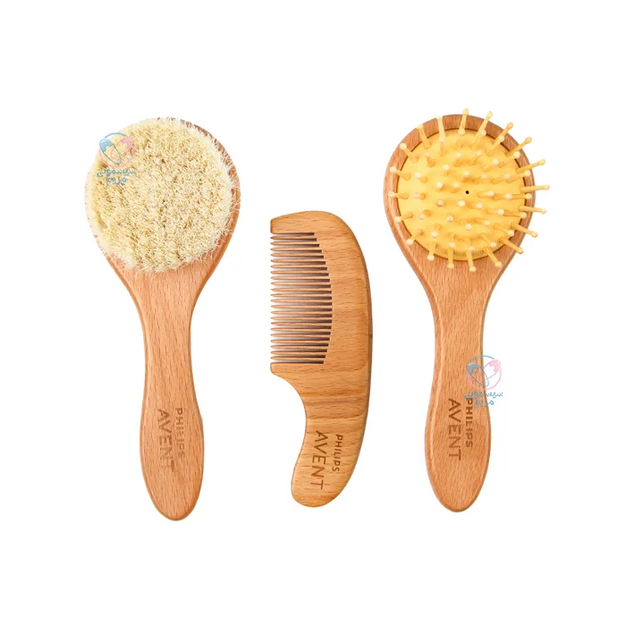 شانه و برس چوبی سه تیکه سر گرد فیلیپس اونت Philips Avent
