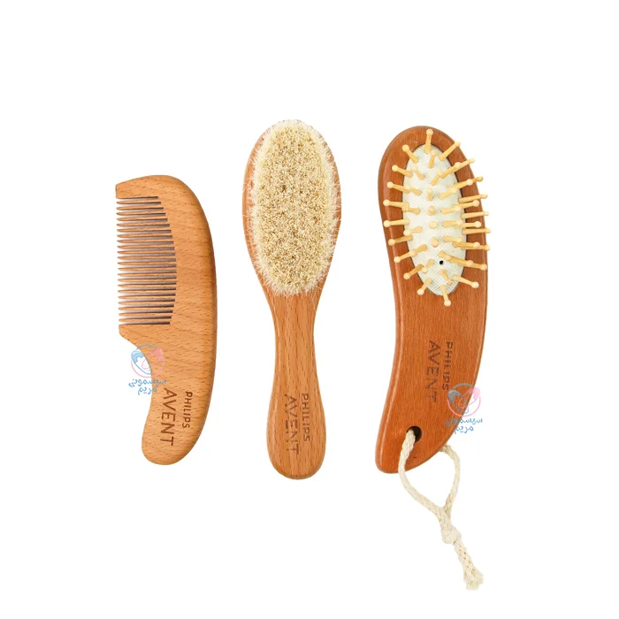 شانه و برس چوبی سه تیکه سر بیضی فیلیپس اونت Philips Avent