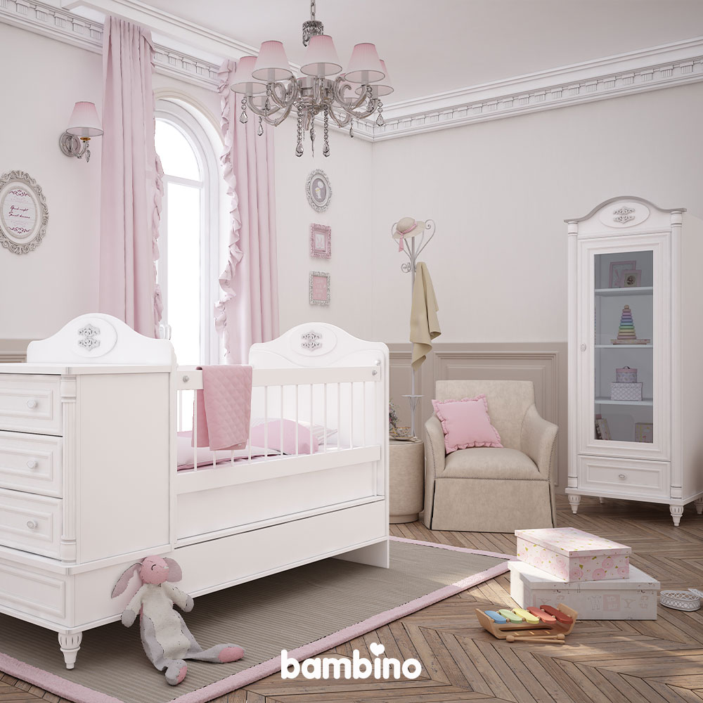 ویترین عروسک تک درب سیسمونی نوزاد رومانتیک romantic بامبینو bambino
