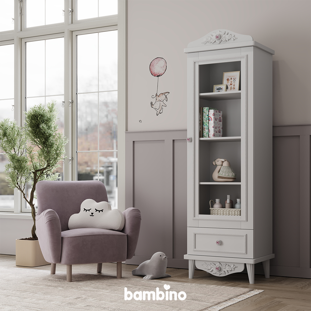 ویترین دخترانه تک درب سرویس سیسمونی و نوزاد مدل نیو رز newrose بامبینو bambino